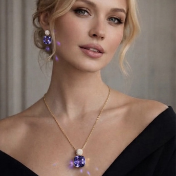 Zirkon Taş Mor Kolye Takımı 