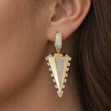 Modern Geometrik Zirkon Taşlı Uzun Küpe